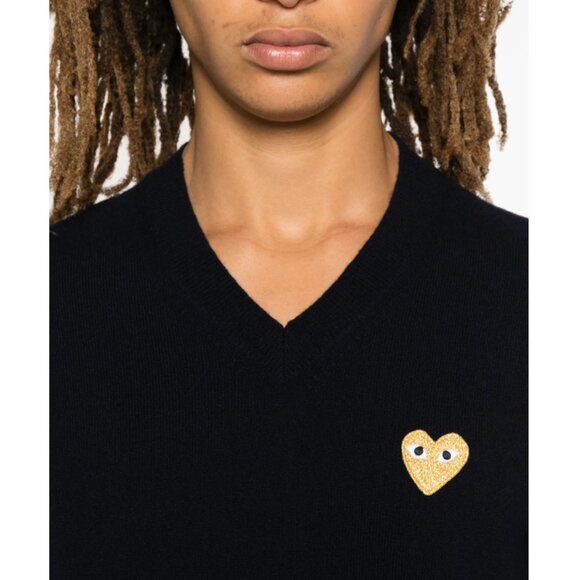 Large Wool V neck COMME DES GARÇONS PLAY Sweater - Picture 5 of 7